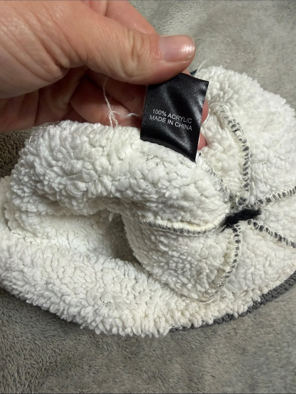 Kids Gray & Teal Fleece-Lined Earflap Pom Hat